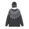 Atacado transfronteiriço da Amazon 2026 moda europeia e americana casual solto tricô jacquard conjunto de duas peças de suéter e chapéu para mulheres E75477