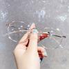 Gafas de estilo coreano, modernas, con montura poligonal lisa, estilo retro, planas, ligeras, estilo cibernético, para mujer, con el mismo estilo, para fotografía callejera, anti-luz azul.