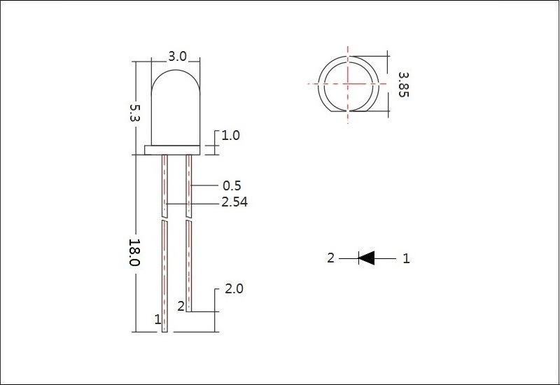f3圆头白光灯珠直插二极管ledf3mm白光指示灯白色led灯珠高亮