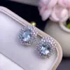 Aretes de Aguamarina Natural con Piedra Principal de 6*8mm, Montados en Plata 925, Última Tecnología de Electrochapado, Conservan el Color y No se Desvanecen
