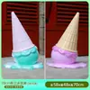 Escultura de Helado Esférico Adorno Grande Modelo de Helado de Doble Bola Colgante de Pared Luminoso Decoración de Tienda de Postres Invertida