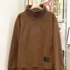 Nueva sudadera con capucha de forro polar de doble cara, estilo retro japonés casual de otoño e invierno para hombres y mujeres, moderna y de corte holgado