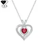 Collar de Plata de Ley S925 Chapada de Lujo Nicho con Forma de Corazón Incrustado de Diamantes para Mujer, Colgante de Piedra de Nacimiento de Gama Alta, Cadena para Clavícula que No se Desvanece