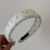 Bordado Estilo Floresta Pequena Faixa Floral Nova Estilo Coreano Xadrez Suave Toque de Luxo Presilha de Cabelo Acessório de Cabelo Faixa para o Topo da Cabeça Acessório de Cabelo