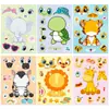 6 Hojas/Paquete Pegatinas Cambiantes de Cara de Animal Dibujos Animados Animalitos Lindos Jirafa Tortuga Tigre Pegatinas DIY para Vestir