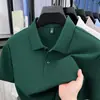 Camisa polo masculina de verão 100% algodão mercerizado, manga curta, nova, lisa, com lapela, top moderno de meia-manga para negócios