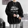 Estação de primavera e outono, moletom com gola redonda e forro de fleece, unissex, com estampa, ombros caídos, corte solto, tamanhos grandes, jaqueta da moda para casal