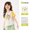 Roupas Infantis Dudu Camiseta de Manga Curta para Meninas 2026 Verão Nova Camiseta de Manga Curta 100% Algodão para Meninas Roupa de Verão Roupas para Meninas