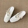 Mules Cerrados de Diseño Retro Francés para Mujer 2026 Nuevo Estilo Calzado de Exterior Sandalias Elegantes con Cuña Hueca Tejida
