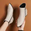 Comércio Exterior Moda Plus Size Botas Femininas 2026 Outono/Inverno Novo Estilo Botas Estilo Britânico Bico Fino Salto Bloco Zíper Transfronteiriça Botas de Cano Curto