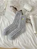 Calcetines de Mujer de Terciopelo Coral con Bordado de Doble Corazón, Estilo Nuevo para Otoño e Invierno, Espesos, Forrados de Felpa, Calientes, para el Hogar, para Dormir