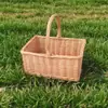 Cesta Pequena de Bambu em Vime, Cesta de Mão, Cesta de Armazenamento de Rattan, Cesta Trançada, Cesta de Piquenique de Colheita Infantil, Mini Cesta Pequena