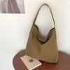 Bolso de Lona Rayada Estilo Coreano Estilo Perezoso Gran Capacidad para Mujer Nicho Artístico Versátil para el Trabajo y el Trayecto Bolso de Hombro Tote