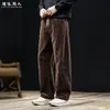 Pantalones Casuales de Pana de Algodón Puro de Peso Pesado 320g con Pierna Curva para Hombre Otoño Invierno Caqui Sueltos de Pierna Recta Talla Grande Pantalones Largos