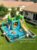 Castelo Inflável de Futebol de Dinossauro para Crianças com Escorregador Aquático, Piscina Aquática Interna e Externa, Trampolim Grande para Casa, Castelo Travesso