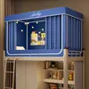 Mosquitero y Cortina para Litera de Dormitorio Estudiantil con Diseño de Tres Puertas Bloqueador de Luz, Soporte para Cortina de Cama de Dormitorio, Mosquitero Extensible a Prueba de Polvo
