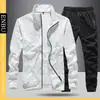 Conjunto Esportivo Casual Novo de Cardigan Primavera e Outono Enbu para Homem: Jaqueta Moletom com Gola Alta e Calça de Manga Longa Conjunto de Duas Peças