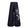 3316 Calle alta americana retro unisex alta gama original diseño estampado de patrón de color denim jeans holgados baggy para hombre