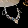 Collar de perlas estilo mariposa extraíble francés, lujo ligero, alta gama, cadena para la clavícula moderna y exquisita, accesorio de nicho suave y versátil