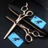 Tijeras de Peluquería Mango Curvo Dorado Shenxingzhe de 6.0 pulgadas Tijeras para Cortar el Cabello Tijeras Planas Tijeras Adelgazadoras