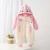 Macacão de Outono para Bebê 2025 Novo Estilo Coreano Fashionável para Bebê Menina de Poucos Meses Fofo com Capuz Macacão de Rastejo para Exterior