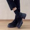 Mocasines Retro de Suela Gruesa para Aumentar Altura para Mujer, Nuevo Estilo Otoño e Invierno 2026, Elegantes Zapatos Individuales Casuales de Ballet con Escote Profundo y Lazo