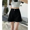 Shorts de Mezclilla Estilo Americano para Mujer, Verano 2026, Delgados de Cintura Alta Línea A, Favorecedores para Cuerpo Tipo Pera, Adelgazantes de 3/4 de Largo Pierna Ancha Hot Pants