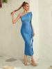 Vestido de Noche Europeo y Americano Transfronterizo Ajustado Sexy, Nuevo Estilo de Verano Patchwork Volante Bodycon Espalda Descubierta