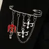 Broche Europeu e Americano Transfronteiriço de Joias em Formato de Coração Estrela Estrela de Quatro Pontas Corrente com Franja Acessório de Roupa para Mulheres Moda de Luxo Leve Acessório de Alfinete
