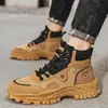 Zapatos de Hombre Estilo Británico para Trabajar en Obras de Construcción, Antideslizantes y Resistentes al Desgaste, Deportes de Montañismo al Aire Libre Botas Martin de Suela Gruesa de Malla Ks8809