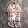 Estilo Japonés Traje de Playa para Pareja Tailandesa Ropa Casual para Hombre Camisa Hawaiana Pantalones Cortos Verano Moderno Holgado Manga Corta