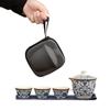 Horno Ru Rama de Envoltura Flor de Loto Juego de Té de Viaje Traje Bolsa de Transporte Una Tetera Tres Tazas Cerámica para Exteriores Taza Express Regalo de Acompañamiento Personalización