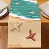 Toalha de Mesa Praia Oceânica Transfronteiriça Estrela-do-Mar Concha Série Impressa Linho Caminho de Mesa Personalizado Decoração de Festa de Feriado Jogo Americano