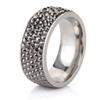 Anillo Tricolor Azul, Negro y Gris 8mm 5 Filas Diamante Moda Europea y Americana Anillo Tachonado de Diamantes Accesorio Versátil Personalizado para Estudiantes Venta al por Mayor