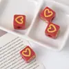 Cor de Doces Acrílico Quadrado Coração Estampado Contas Soltas DIY Pulseira Colar Corrente de Celular Acessórios com Contas Material