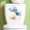Pegatina para tapa de inodoro con diseño de flor y planta, pegatina de flor azul, impermeable, extraíble y personalizada para pared.