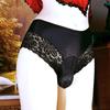 Rojo Pequeño Niña Encaje Una Pieza Hielo Seda Calzones Hombres Sexy Levanta Glúteos Una Pieza Tanga Cintura Baja Calzones