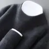 Suéter 100% lana pura para hombre, cuello semi-alto, jersey de negocios engrosado, suéter base de punto suelto de manga larga, cachemir