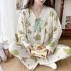 Pijama transfronteiriça feminina 2024 primavera e outono nova doce vento de princesa manga comprida plus size 200kg conjunto de roupa de casa