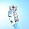 Anillo Copo de Nieve Pétalo Grande, Súper Exhibición de Pétalos de Diamante, Juego de Diamantes, Anillo de Diamantes Brillantes, Anillo de Boda para Mujer Chapado en Oro Blanco
