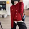 26 Nuevo Estilo de Primavera Cárdigan de Imitación Lana Cuello Redondo Bordado de Pony Estilo Coreano Chaqueta Corta Holgada Top para Mujer