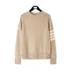 Suéter de Lana de Cuello Redondo para Otoño e Invierno para Hombres y Mujeres, Mismo Estilo para Parejas, Suéter Casual y Versátil para Parejas con Cuatro Rayas