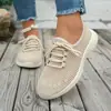 Zapatos Casuales de Malla Flyknit Nuevos de Primavera y Otoño con Cordones Transpirables Zapatos Deportivos de Malla para Mujer Talla Grande en Stock Comercio Exterior