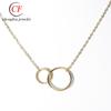 Moda europea y americana simple cien Torre nuevo acero inoxidable doble anillo anillo combinación colgante minimalista collar clavícula