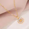 Novo Colar de Girassol com Zircônia Micro-Pavimentado para Mulheres, Luxo Acessível e Corrente de Clavícula de Aço Titânio 18K de Alta Qualidade, Não Desbota, Atacado