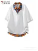 Camiseta de Manga Corta Falsa de Dos Piezas con Estampado de Pájaro Carpintero para Hombre 2026 Nuevo Verano Juventud Cuello Solapa Holgada Manga Media Camisa Polo