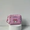 Lindo Llavero de Lipstick Girly de Alta Apariencia Billetera Kuromi Perro Blanco Grande Cremallera Bolsa Portátil de PU