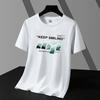 Camiseta Masculina de Manga Curta em Algodão Modal Seda Gelada Gola Redonda Trbottomy Verão Gelo Estudante Meia Manga Tamanho Grande Camiseta Básica