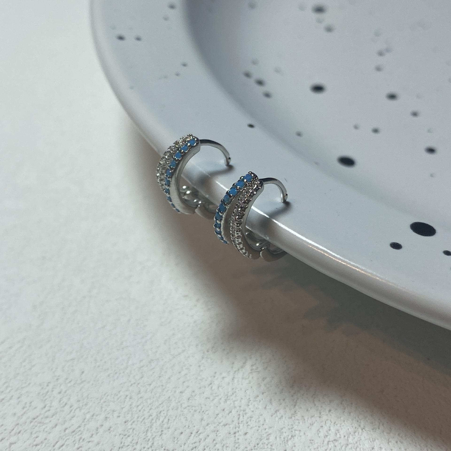 R316#双层蓝色耳扣