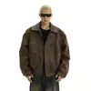 Estilo americano Trendy Brand Retro Old Jaqueta de couro masculina Primavera e Outono Novo Estilo Planky Handsome Design Sense Niche Casual Lapel Jacket